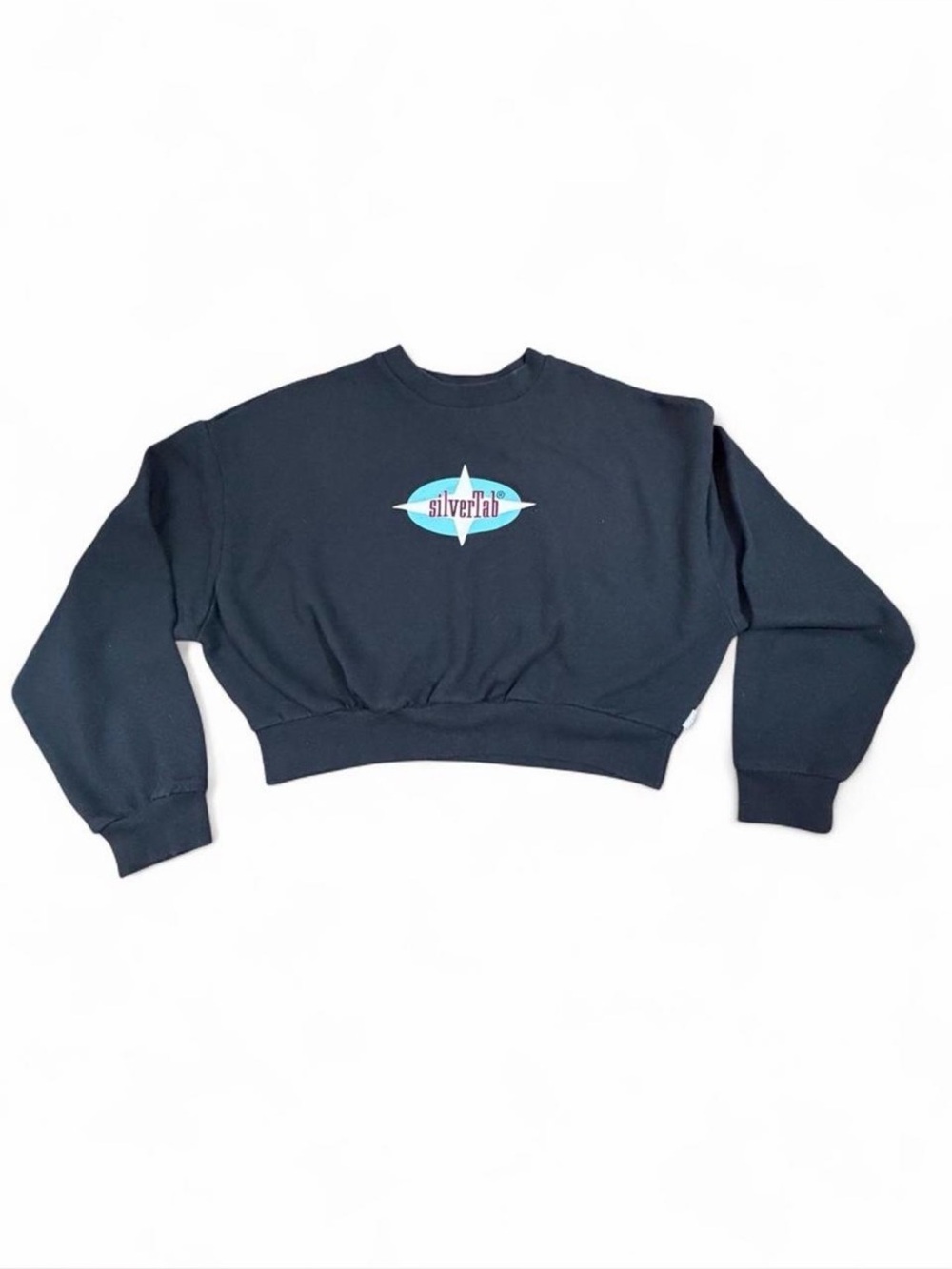 Levi’s SilverTab Cropped Crewneck Sweatshirt XS Black Retro Style Logo